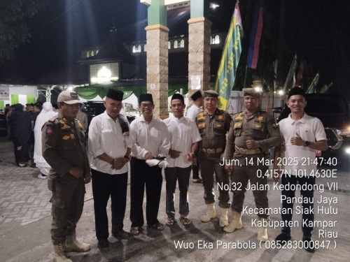 Hadiri Safari Ramadhan Gubernur Riau di Pandau Jaya, Kasatpol-PP Kampar Dampingi Wabup Misharti
