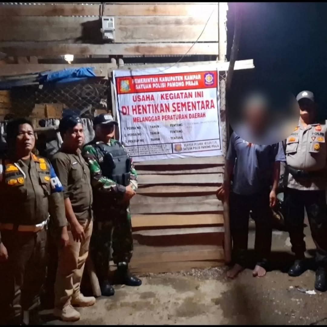 Warung Remang-remang Beroperasi di Lipat Kain Jual Miras, Satpol-PP Kampar Turun Tangan